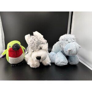 Lot of 3 Lil'kinz Ganz Hippo Hummingbird Huskey Dog Plush Stuffed Animals‎ READ